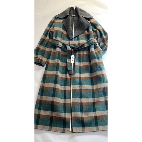 MOS Edition Coat in Blue Cream Brown Plaid - Picture 2 of 5